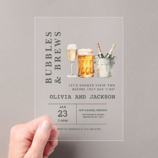Invitations En Acrylique Bubbles & Brews Couples Douche (In situ (ordinateur de poche))