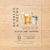 Invitations En Acrylique Bubbles & Brews Couples Douche (Recto)
