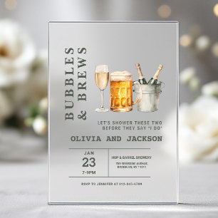 Invitations En Acrylique Bubbles & Brews Couples Douche