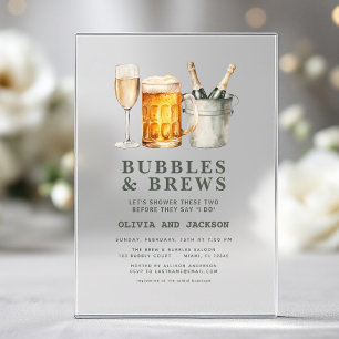 Invitations En Acrylique Bubbles & Brews Shower de Couple