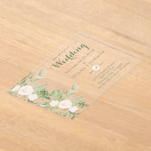 Invitations En Acrylique BUDGET Acrylique clair Mariage Fleurs Magnolia (Poser)