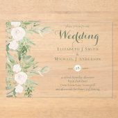 Invitations En Acrylique BUDGET Acrylique clair Mariage Fleurs Magnolia (Recto)