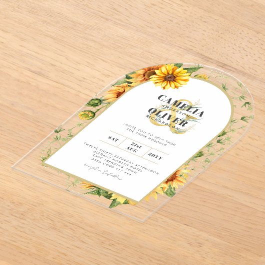 Invitations En Acrylique BUDGET Acrylique Clair Mariage Inviter Tournesols (Poser)