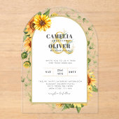 Invitations En Acrylique BUDGET Acrylique Clair Mariage Inviter Tournesols (Recto)