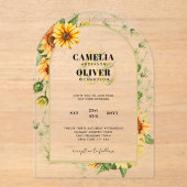 Invitations En Acrylique BUDGET Acrylique Clair Mariage Inviter Tournesols (Recto)