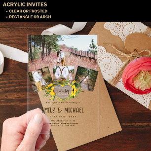 Invitations En Acrylique BUDGET Acrylique Clair Mariage Tournesols