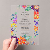 Invitations En Acrylique BUDGET Acrylique Clear Fiesta Floral Mariage (In situ (ordinateur de poche))