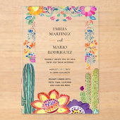 Invitations En Acrylique BUDGET Acrylique Clear Fiesta Folkart Mariage (Recto)
