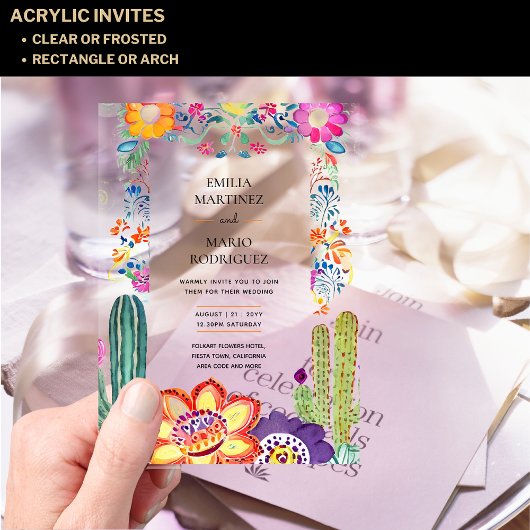 Invitations En Acrylique BUDGET Acrylique Clear Fiesta Folkart Mariage