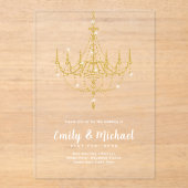 Invitations En Acrylique BUDGET Acrylique Clear Gold Lights élégant luxe (Recto)