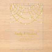 Invitations En Acrylique BUDGET Acrylique Clear Gold Lights élégant luxe (Recto)