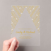 Invitations En Acrylique BUDGET Acrylique Clear Gold Lights élégant luxe (In situ (ordinateur de poche))