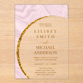 Invitations En Acrylique BUDGET Acrylique Mariage Dusty Blush Rose Gold Chi (Recto)