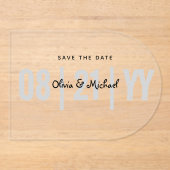 Invitations En Acrylique BUDGET Acrylique Mariage Enregistrer Date Minimali (Recto)