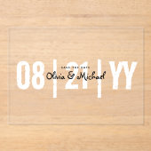 Invitations En Acrylique BUDGET Acrylique mariage Enregistrer la date Minim (Recto)