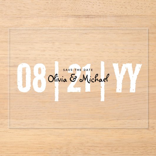 Invitations En Acrylique BUDGET Acrylique mariage Enregistrer la date Minim (Recto)