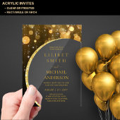 Invitations En Acrylique BUDGET Acrylique Mariage moderne Black Gold Minima