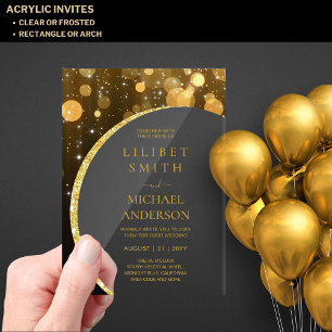 Invitations En Acrylique BUDGET Acrylique Mariage Moderne Noir Or Minimalis