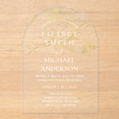 Invitations En Acrylique BUDGET Acrylique Mariage Or Blanc Élégant Chic (Recto)