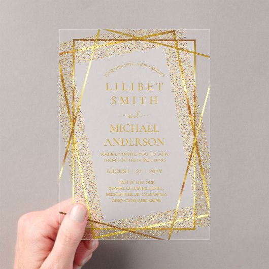 Invitations En Acrylique BUDGET Acrylique Mariage Or Faux Foil Élégant (In situ (ordinateur de poche))