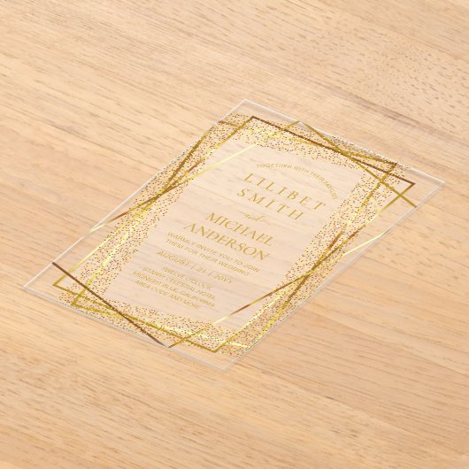 Invitations En Acrylique BUDGET Acrylique Mariage Or Faux Foil Élégant (Poser)