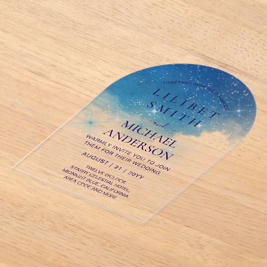 Invitations En Acrylique BUDGET Acrylique Mariage STARRY NUIT CELESTIAL SKI (Poser)