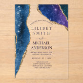 Invitations En Acrylique BUDGET Acrylique Mariage STARRY NUIT CELESTIAL SKI (Recto)