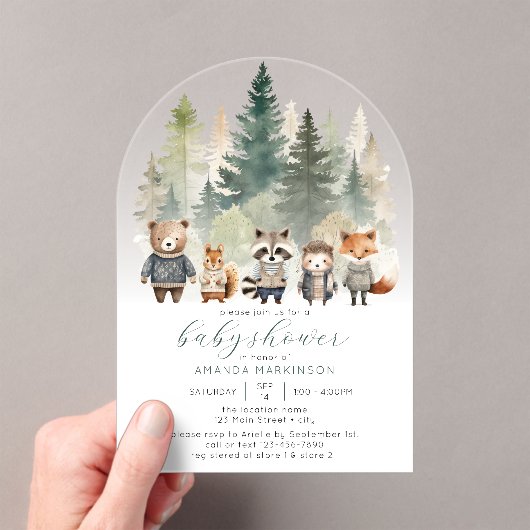 Invitations En Acrylique Budget Baby shower d'aquarelle des bois (In situ (ordinateur de poche))