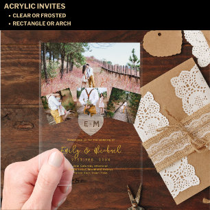 Invitations En Acrylique BUDGET Collage photo acrylique mariage rustique