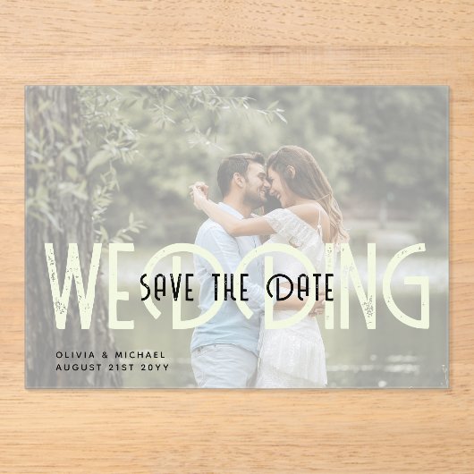 Invitations En Acrylique BUDGET Mariage acrylique Enregistrer la date photo (Recto)