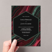 Invitations En Acrylique Burgundy and Hunter Green Velvet- Look  (In situ (ordinateur de poche))