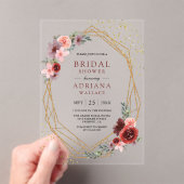 Invitations En Acrylique Burgundy Blush Pink Roses Geometric Bridal Shower (In situ (ordinateur de poche))