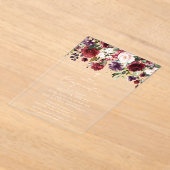 Invitations En Acrylique Burgundy Flowers, Pink Flowers, Boho, Confirmation (Poser)