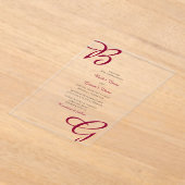 Invitations En Acrylique Burgundy Maroon Initiales Mariage de automne d'aut (Poser)