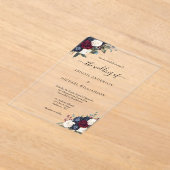 Invitations En Acrylique Burgundy Navy Floral Élégant Mariage de script off (Poser)