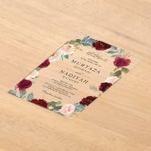 Invitations En Acrylique Burgundy Peach Floral Muslim Wedding (Poser)