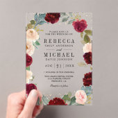 Invitations En Acrylique Burgundy Peach Floral Wedding (In situ (ordinateur de poche))