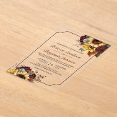 Invitations En Acrylique Burgundy Roses Sunflowers Wedding (Poser)