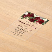Invitations En Acrylique Burgundy Rouge Blanc Floral (Poser)