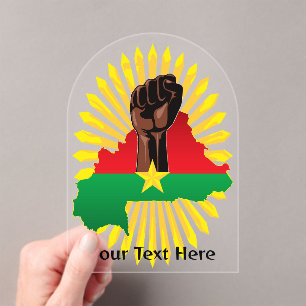 Invitations En Acrylique Burkina Faso Carte, drapeau et première révolution