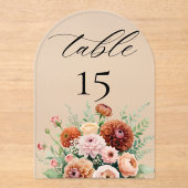 Invitations En Acrylique Burnt Orange Sage Flowers Wedding Table Number (Recto)