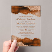 Invitations En Acrylique Burnt Orange Terracotta Agate Marble Wedding (In situ (ordinateur de poche))