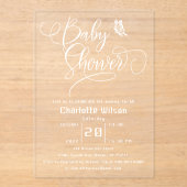 Invitations En Acrylique Butterfly Modern Minimal Baby Shower (Recto)