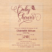 Invitations En Acrylique Butterfly Modern Minimal Baby Shower (Recto)