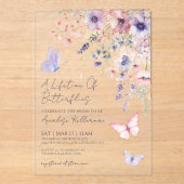 Invitations En Acrylique Butterfly Wildflower Bridal Shower (Recto)