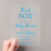 Invitations En Acrylique C`est un garçon Simple Blue Baby Baby shower garço (In situ (ordinateur de poche))