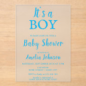Invitations En Acrylique C`est un garçon Simple Blue Baby Baby shower garço (Recto)