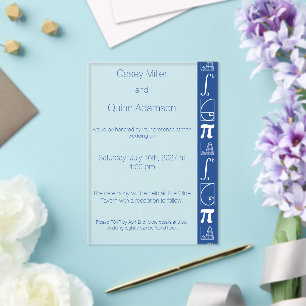 Invitations En Acrylique Ça S'Additionne en Bleu Mariage en Acrylique