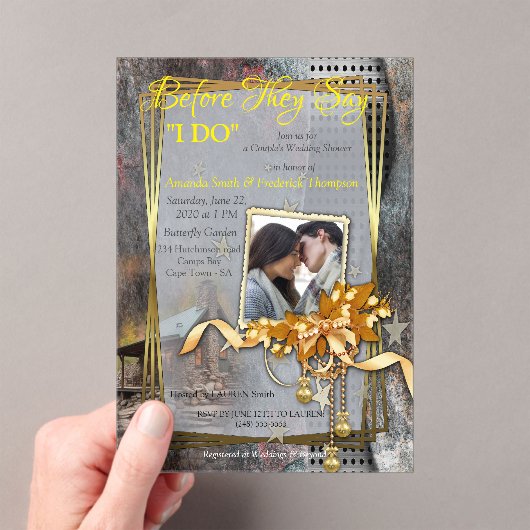 Invitations En Acrylique Cabine de pierre de famille rustique (In situ (ordinateur de poche))