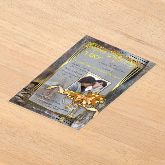 Invitations En Acrylique Cabine de pierre de famille rustique (Poser)